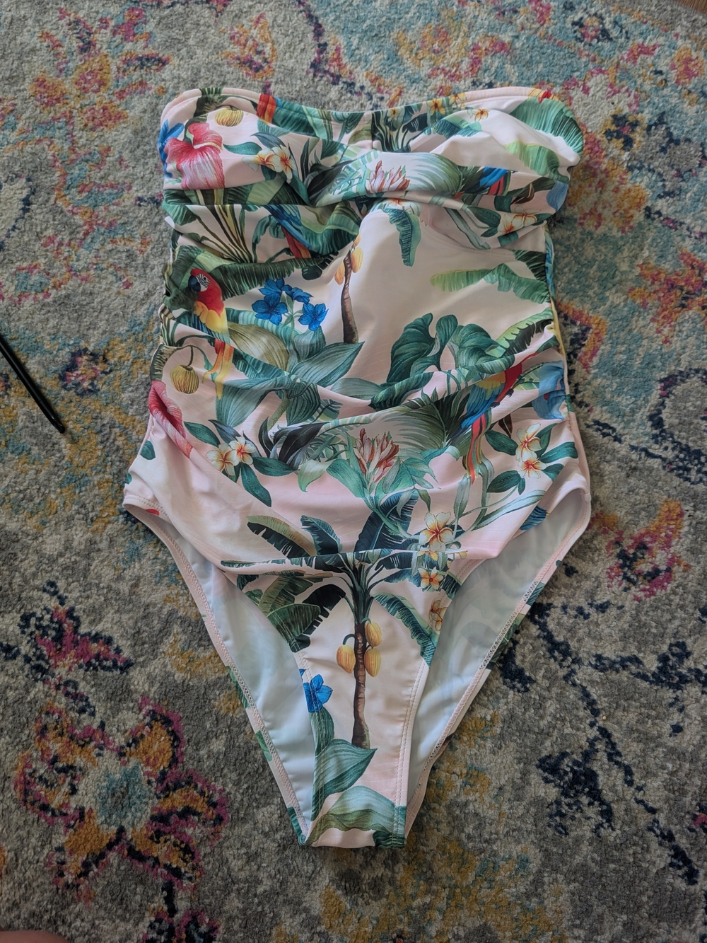 Tropical Floral One-Piece Swimsuit for Kids - Pink & Green